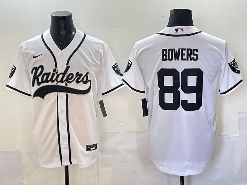 Men 2025 Oakland Raiders #89 Bowers white 3th generation Joint Name Nike Limited NFL Jersey style 001